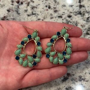 Elegant Green and Blue Teardrop Earrings